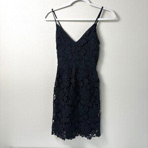 Abercrombie & Fitch Lace Mini Dress Size XS Navy Blue V Neck Formal Fairy